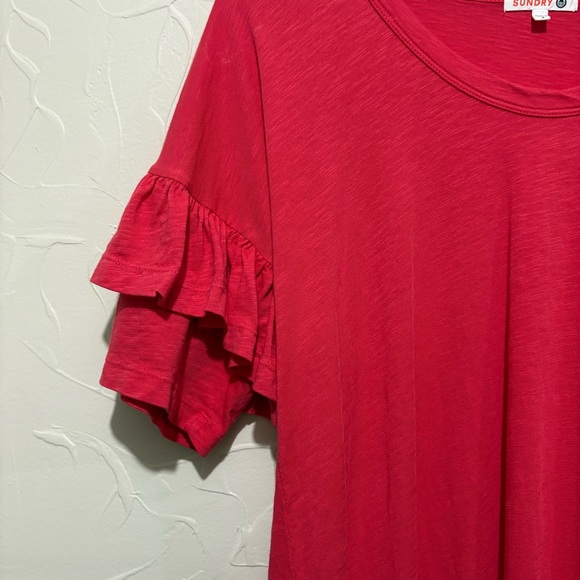 Sundry “Cassiano” corral ruffle sleeve detail shift dress (size 3/large) - Picture 2 of 4